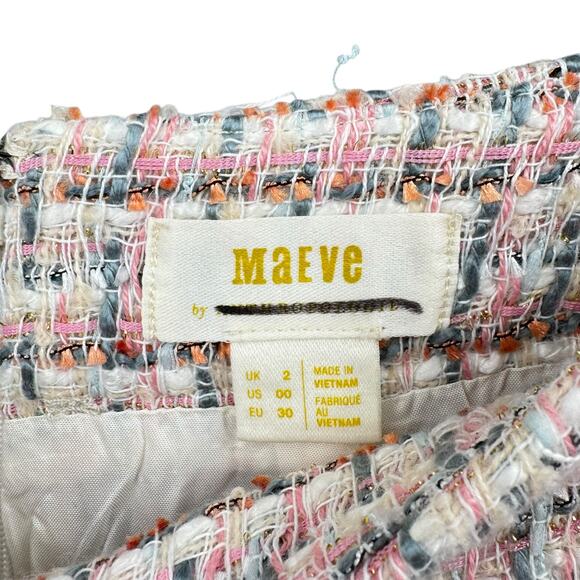 Maeve Anthropologie Pink Tweed Side Knit Tuxedo Stripe High Waist Pencil Skirt - Picture 10 of 11